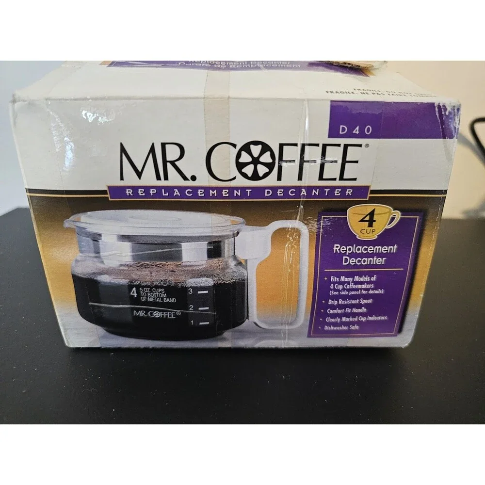 Mr. Coffee BL6 PR6 PR6D TR40 Replacem 4 Cup Pot Decanter White Fits Other Brands